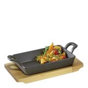 Küchenprofi - BBQ Grill-/Serveringspanna med träfat 20x12 cm