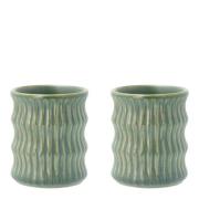 Villa Collection - Styles Mugg räfflat mönster 2-pack 30 cl Grön