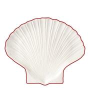 ByOn - Sea collection assiett shell 16x13 cm vit/röd