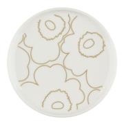 Marimekko - Oiva Piirto Unikko tallrik 13,5 cm vit/guld