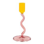 Villa Collection - Styles Ljusstake Glas 15,3 cm Rosa/Gul