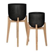 GUS Design - Rustik kruka rund 2-pack 37+30 cm svart