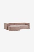 Kave Home - Soffa Blok 3-sits med vänster schäslong - Rosa - 3-sits so...