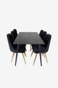 Venture Home - Matgrupp Dipp med 6st matstolar Velvet Deluxe - Svart -...