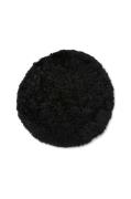 Skinnwille - Fårskinnsdyna rund Curly - Svart - Sittkuddar & stolsdyno...