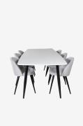 Venture Home - Matgrupp Polar med 6 stolar Velvet - Vit - Matgrupper -...