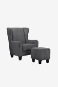 Loft24 - Fåtölj med pall Zhili - Grå - Fåtöljer - Från Homeroom