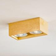 SOLLUX LIGHTING Takspotlight Solana trä kantig 2 lampor