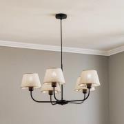 TK Lighting Ljuskrona Chicago, linne lampskärmar 5 lampor