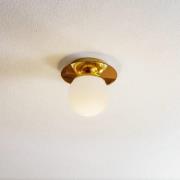 Eko-Light Taklampa Plato, guldfärgad, metall, opalglas, Ø 19 cm