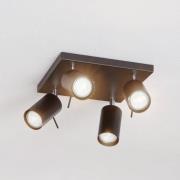 SOLLUX LIGHTING Takspotlight Round i svart, 4 lampor, kvadratisk