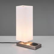 Reality Leuchten Bordslampa Haley med laddningsstation, vit/nickel