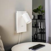 Arcchio spot Brinja, vit, metall, USB-C, strömbrytare, GU10