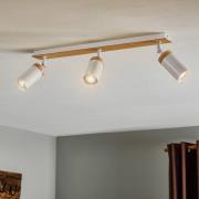 EMIBIG LIGHTING Takspotlight Elba med trädetaljer, 3 lampor, vit