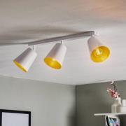 EMIBIG LIGHTING Takspotlight Prism i stål, 3 lampor, vit/guld
