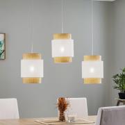 TK Lighting Hänglampa Boho linjär 3 lampor vit/rotting