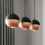 HELAM Hänglampa Midnight i svart/koppar 3-lampa lång