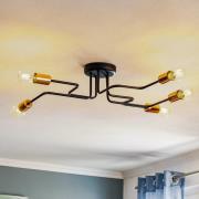 HELAM Taklampa Tube 5 lampor svart/koppar