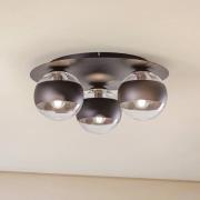 EMIBIG LIGHTING Taklampa Kenzo, rund, svart/klar, 3 lampor