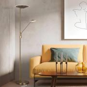 Trio Lighting LED-golvlampa Brantford läslampa, antik mässing