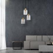 TK Lighting Satipo hänglampa i glas, 3 lampor, transparent
