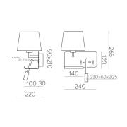ACB ILUMINACIÓN Hold vägglampa, vänster, vit/svart, läslampa, USB-port