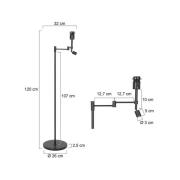 Steinhauer Stang golvlampa, LED-läslampa, svart/naturlig konstrotting