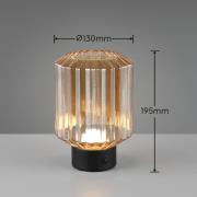 Reality Leuchten Lord LED-bordslampa, svart/amber, höjd 19,5 cm, glas