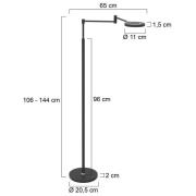 Steinhauer LED-golvlampa Soleil, svart, metall, dimmer