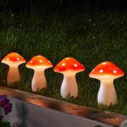 SMART GARDEN LED-solcellsjordspett Fairy Mushroom, set om 4, röd/vit