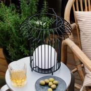 Dyberg Larsen LED-batteridriven bordslampa Basket, svart, metall