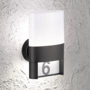 WOFI LED-utomhusvägglampa Diego, svart, husnummerlampa