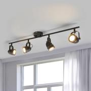 Lindby takspotlight Leonor, 4 lampor, svart, metall, 78 cm