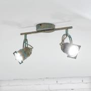 Lindby takspotlight Janek, 2 lampor, grön, metall, 33 cm