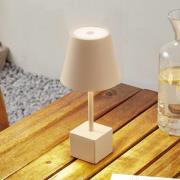 Lindby LED-uppladdningsbar bordslampa Janea CUBE, beige, metall