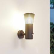 Lindby utomhusvägglampa Heulo, Ø 10,5 cm, rökgrå, sensor