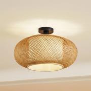 Lindby taklampa Romaine, bambu, natur/vit, Ø 50 cm