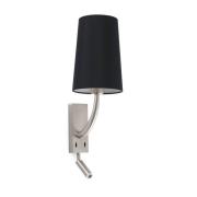 FARO BARCELONA Rem vägglampa med LED-läslampa svart/nickel