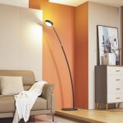 Lucande LED-båglampa Boga, svart, metall, dimbar