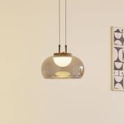 Lucande LED-hänglampa Dain, 1 lampa, rökgrå, glas