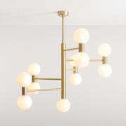 ALDEX Hänglampa Flare, 11 lampor, mässing/opalvit, glas