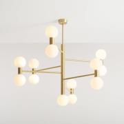 ALDEX Hänglampa Flare, 13-lampa, mässing/opalvit, glas