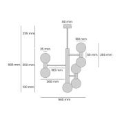 ALDEX Flare 7 taklampa, beige, 7 lampor, glas, metall