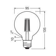 OSRAM LED-filamentlampa Globe G95 E27 3,8W Filament 4 000K