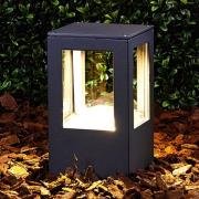 Lucande LED-sockellampa Nicola, 20 cm, antracit, IP54