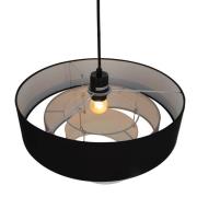 Lindby hänglampa Coria, svart/grå/vit, Ø 40 cm, E27