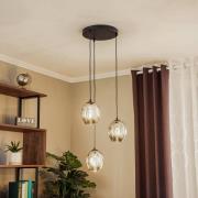 EMIBIG LIGHTING Pendellampa Starla, glas grafit, 3 lampor rund