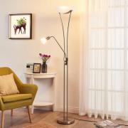 Lindby Felicia uplight-golvlampa med läslampa, nickel