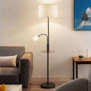 Lindby golvlampa Aovan, svart, hylla, USB-anslutning