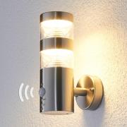 Lindby LED-utomhusvägglampa Lanea, rak, sensor